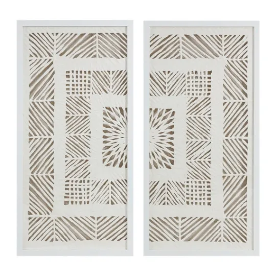 Kirkland's Home Natural Geometric Rice Paper Framed Art, Set Of 2- Framed Art