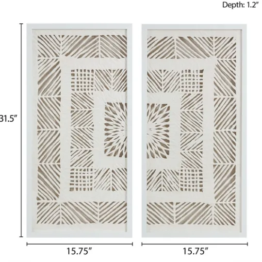 Kirkland's Home Natural Geometric Rice Paper Framed Art, Set Of 2- Framed Art