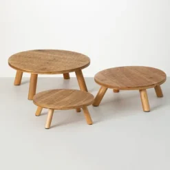 Kirkland's Home Natural Grain Wooden Risers 3-Pc. Tray Set- Decorative Trays