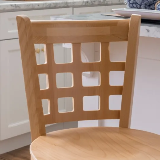 Kirkland's Home Natural Grid Back Wood Counter Stools, Set Of 2- Bar Stools & Counter Height Stools