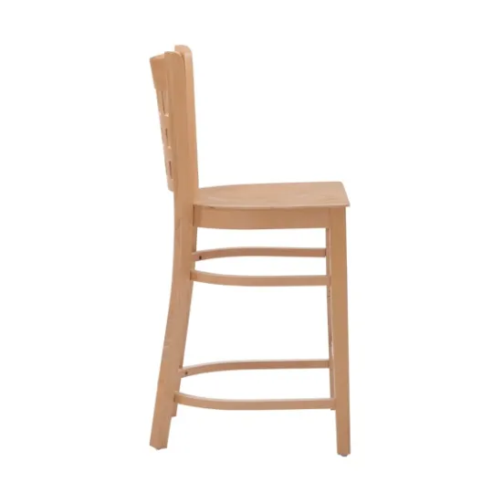 Kirkland's Home Natural Grid Back Wood Counter Stools, Set Of 2- Bar Stools & Counter Height Stools