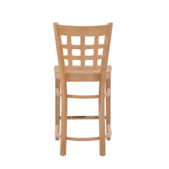 Kirkland's Home Natural Grid Back Wood Counter Stools, Set Of 2- Bar Stools & Counter Height Stools