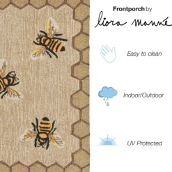 Kirkland's Home Natural Honeycomb & Bees Outdoor Accent Rug- Outdoor Rugs