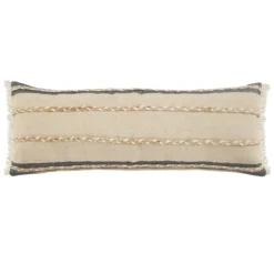 Kirkland's Home Natural Jute Braided Stripe Lumbar Pillow- Pillows