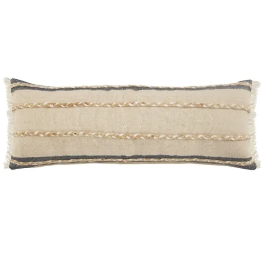 Kirkland's Home Natural Jute Braided Stripe Lumbar Pillow- Pillows