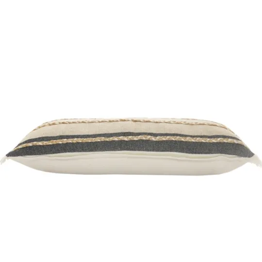 Kirkland's Home Natural Jute Braided Stripe Lumbar Pillow- Pillows