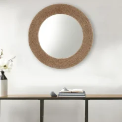 Kirkland's Home Natural Jute Round Wall Mirror- Decorative Mirrors