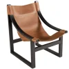 Kirkland's Home Natural Leather And Black Wood Sling Accent Chair- Accent Chairs