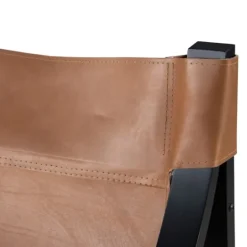 Kirkland's Home Natural Leather And Black Wood Sling Accent Chair- Accent Chairs