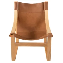 Kirkland's Home Natural Leather And Wood Sling Accent Chair- Accent Chairs