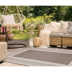 Kirkland's Home Natural Linear Macy Indoor/Outdoor Area Rug, 4X7- Outdoor Rugs