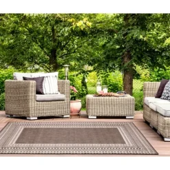 Kirkland's Home Natural Linear Macy Indoor/Outdoor Area Rug, 7X9- Outdoor Rugs
