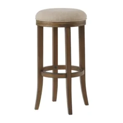 Kirkland's Home Natural Linen And Wood Bar Stool- Bar Stools & Counter Height Stools