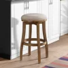 Kirkland's Home Natural Linen Barrel Base Swivel Bar Stool- Bar Stools & Counter Height Stools