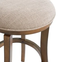 Kirkland's Home Natural Linen Barrel Base Swivel Bar Stool- Bar Stools & Counter Height Stools