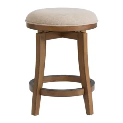 Kirkland's Home Natural Linen Barrel Base Swivel Counter Stool Set- Bar Stools & Counter Height Stools