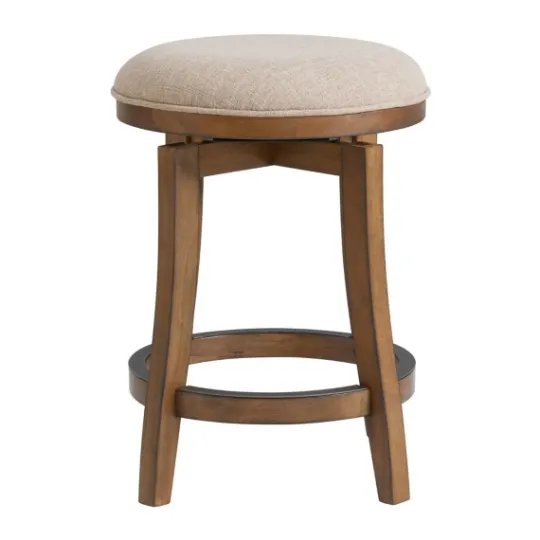 Kirkland's Home Natural Linen Barrel Base Swivel Counter Stool Set- Bar Stools & Counter Height Stools