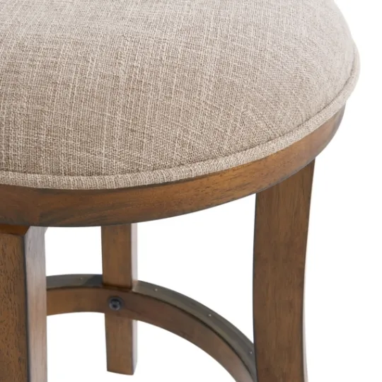 Kirkland's Home Natural Linen Barrel Base Swivel Counter Stool Set- Bar Stools & Counter Height Stools