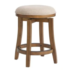 Kirkland's Home Natural Linen Barrel Base Swivel Counter Stool- Bar Stools & Counter Height Stools