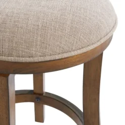 Kirkland's Home Natural Linen Barrel Base Swivel Counter Stool- Bar Stools & Counter Height Stools
