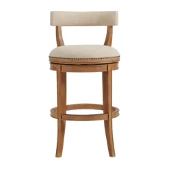 Kirkland's Home Natural Linen Upholstered Swivel Bar Stool- Bar Stools & Counter Height Stools