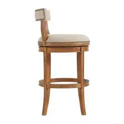 Kirkland's Home Natural Linen Upholstered Swivel Bar Stool- Bar Stools & Counter Height Stools
