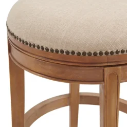 Kirkland's Home Natural Linen Upholstered Swivel Bar Stool- Bar Stools & Counter Height Stools