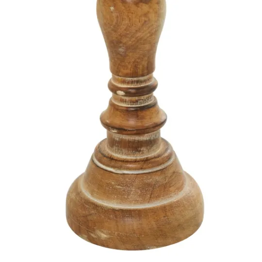 Kirkland's Home Natural Mango Wood Carved Candle Holders, Set Of 3- Candle Holders