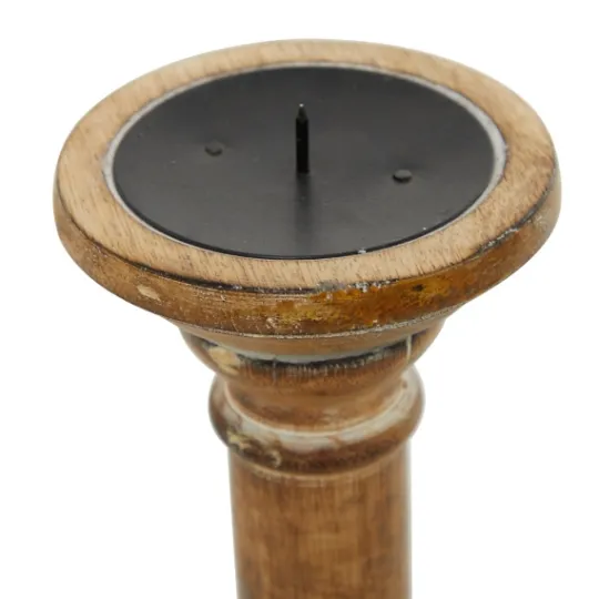 Kirkland's Home Natural Mango Wood Carved Candle Holders, Set Of 3- Candle Holders