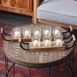 Kirkland's Home Natural Mango Wood 2-Pc. Candle Holders- Candle Holders