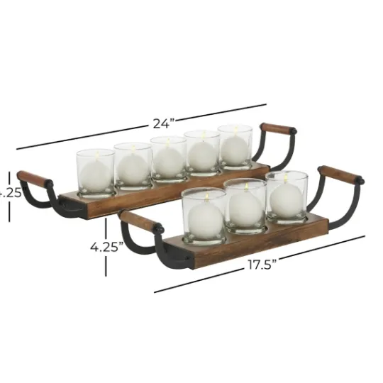 Kirkland's Home Natural Mango Wood 2-Pc. Candle Holders- Candle Holders