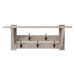 Kirkland's Home Natural Mango Wood 2-Pc. Wall Hook And Bench Set- Entryway Furniture