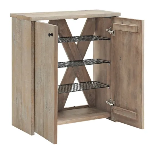 Kirkland's Home Natural Mango Wood Shoe Cubbie- Entryway Furniture