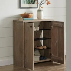 Kirkland's Home Natural Mango Wood Shoe Cubbie- Entryway Furniture