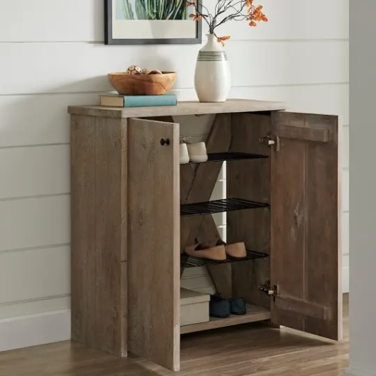 Kirkland's Home Natural Mango Wood Shoe Cubbie- Entryway Furniture