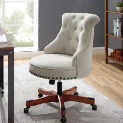 Kirkland's Home Natural Miller Tufted Office Chair- Office Furniture