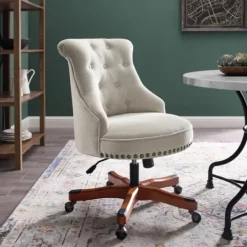 Kirkland's Home Natural Miller Tufted Office Chair- Office Furniture