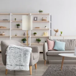 Kirkland's Home Natural Oak Wood Slim Floor Lamp- Floor Lamps
