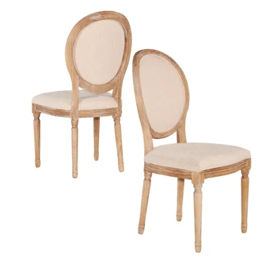 Kirkland's Home Natural Oval Back Linen Dining Chairs, Set Of 2- Dining Chairs