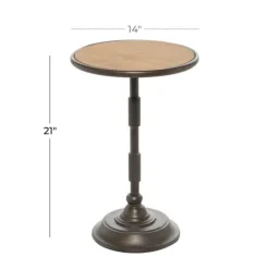 Kirkland's Home Natural Pine And Gray Metal Accent Table, 21 In.- Accent & End Tables
