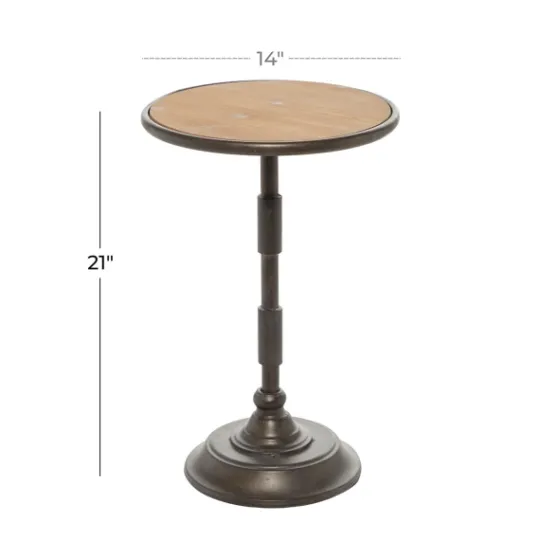 Kirkland's Home Natural Pine And Gray Metal Accent Table, 21 In.- Accent & End Tables