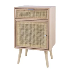 Kirkland's Home Natural Pine And Rat Single Door Cabinet- Cabinets & Sideboards