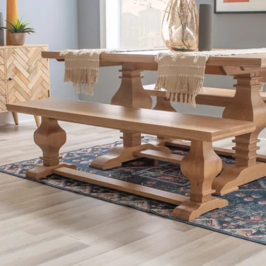 Kirkland's Home Natural Pine Wood Knotted Column Bench- Benches & Ottomans