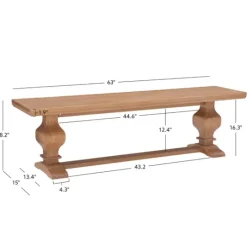 Kirkland's Home Natural Pine Wood Knotted Column Bench- Benches & Ottomans