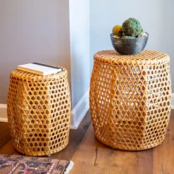 Kirkland's Home Natural Rat Drum 2-Pc. Accent Table Set- Accent & End Tables