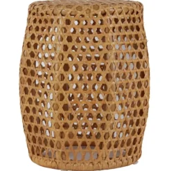 Kirkland's Home Natural Rat Drum 2-Pc. Accent Table Set- Accent & End Tables