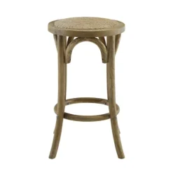 Kirkland's Home Natural Rat Upholstered Wood Counter Stool- Bar Stools & Counter Height Stools