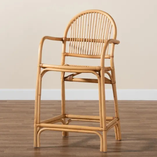 Kirkland's Home Natural Rat Woven Seat Counter Stool- Bar Stools & Counter Height Stools