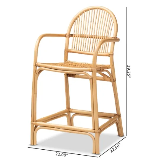 Kirkland's Home Natural Rat Woven Seat Counter Stool- Bar Stools & Counter Height Stools