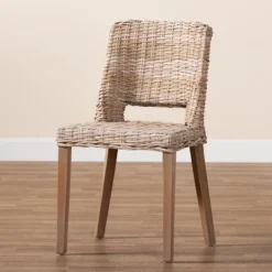 Kirkland's Home Natural Rattan Cutout Back Dining Chair- Dining Chairs